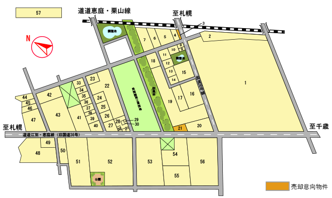 戸磯・恵南工業団地の区画図