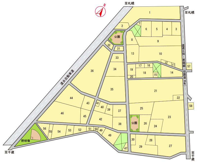 恵庭工業団地の区画図