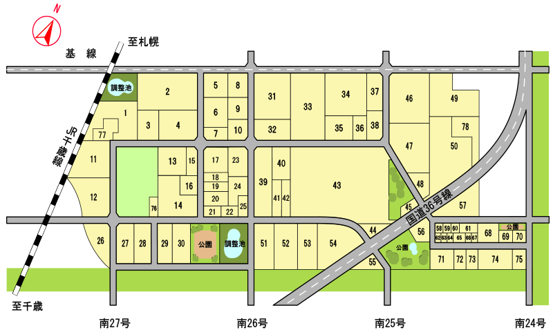 恵庭テクノパークの区画図