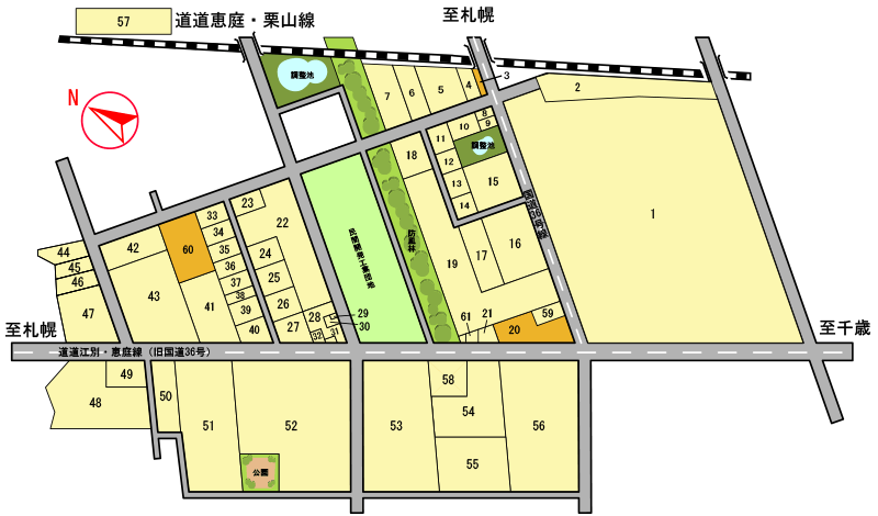戸磯・恵南工業団地の区画図
